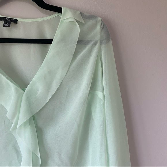 Ann Taylor Petite Sheer Green Blouse - Picture 5 of 8